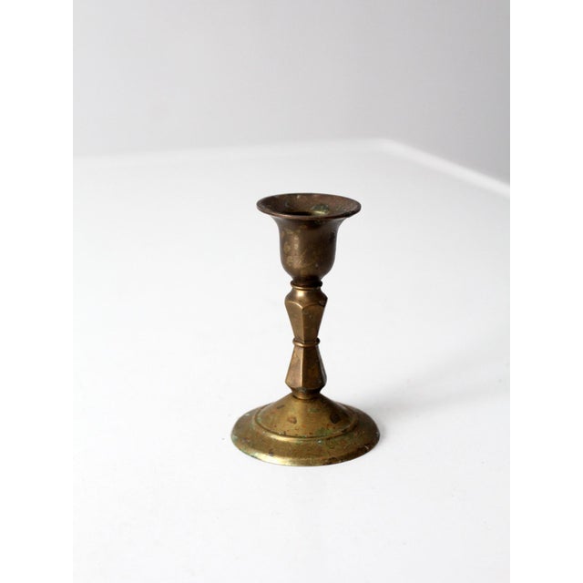 Mid-Century Modern Vintage Brass Candlestick Holder For Sale - Image 3 of 8