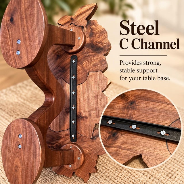 Coffee Lumen and Log Hand-Carved Black Walnut "Hibiscus & Hummingbird" Sculptural Coffee Table For Sale - Image 8 of 9