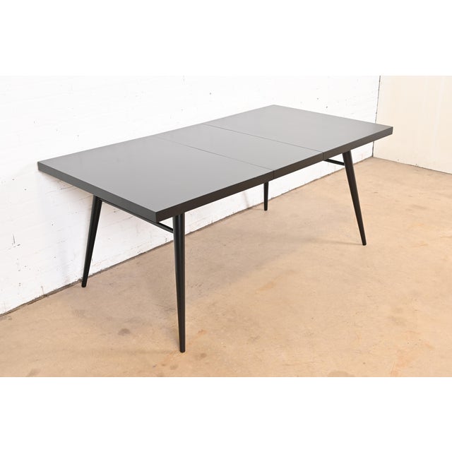 1950s Paul McCobb Planner Group Black Lacquered Extension Dining Table, Newly Refinished For Sale - Image 5 of 12