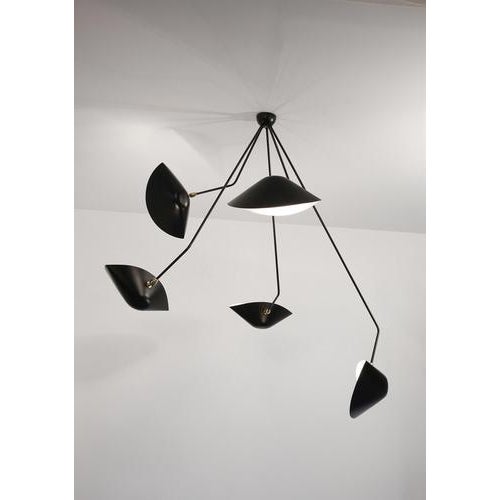 Not Yet Made - Made To Order Modern Black Spider Ceiling Lamp with Five Curved Fixed Arms by Serge Mouille For Sale - Image 5 of 12