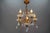 Italian Florentine Gilt Metal and White Opalescent Glass Five-Light Chandelier, 1970s For Sale - Image 6 of 18