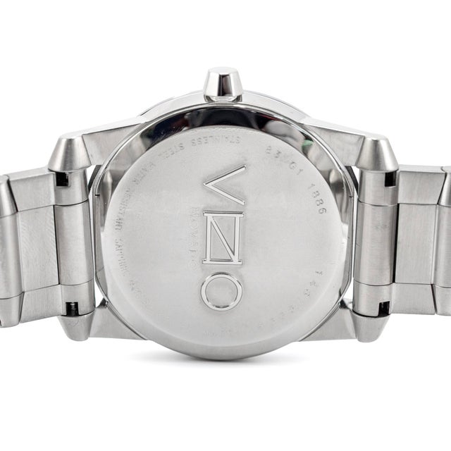 Early 21st Century Movado Vizio 34mm 0605808 Black Onyx Stainless Steel Quartz Watch For Sale - Image 5 of 10