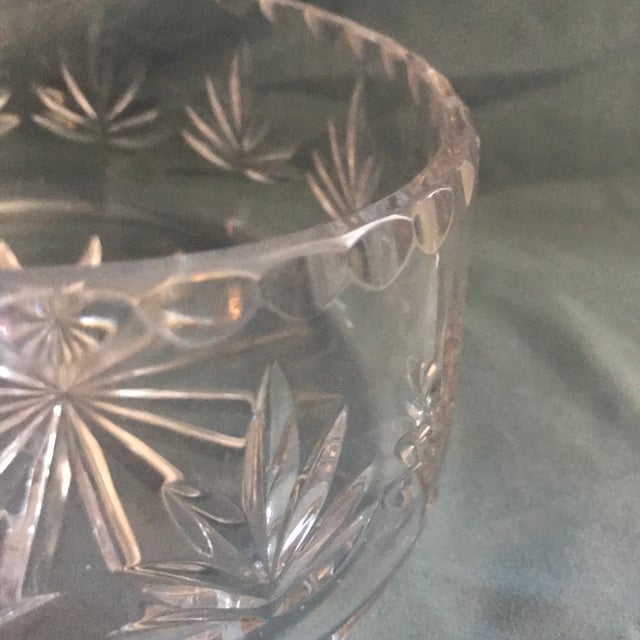 1980s Crystal Bowl Etched With Ribbed Rim For Sale - Image 6 of 8