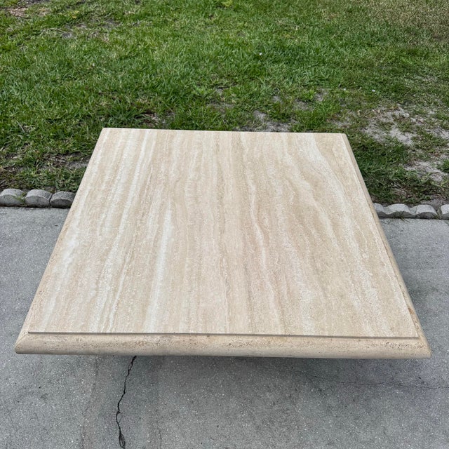 Vintage Italian Travertine Coffee Table by Stone International For Sale In West Palm - Image 6 of 12
