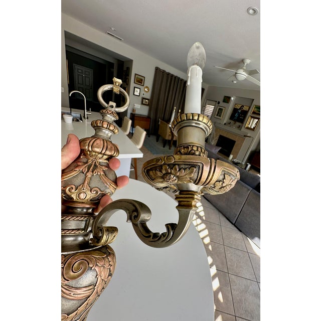 Bronze Pair Caldwell 2-Arm Bronze and Silver Wall Sconce For Sale - Image 8 of 15