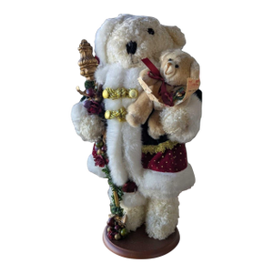 Vintage Holiday Santa Bear Figurine With Teddy and Staff
