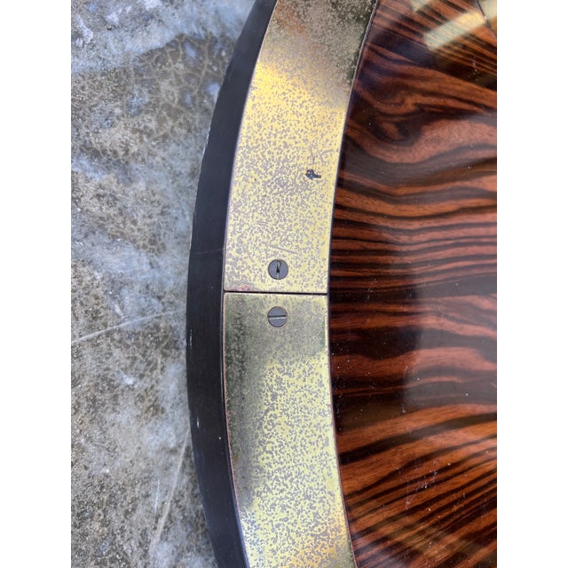 Zebrawood Macassar Ebony Faux Tusk Dining Table With Glass Top For Sale In West Palm - Image 6 of 9