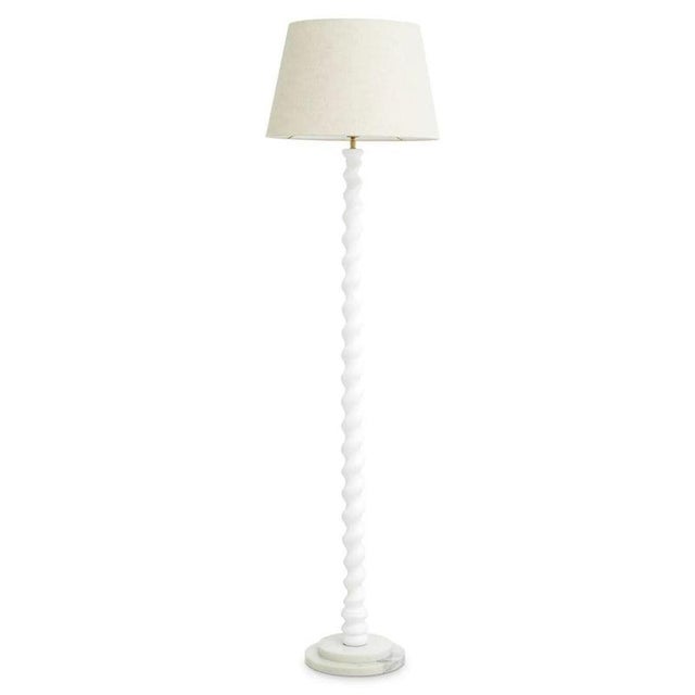 White Floor Lamp with Marble Base by Eichholtz For Sale - Image 4 of 8