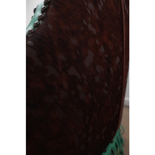 Western-Style Embossed Leather Swivel Barrel Chair For Sale - Image 13 of 16