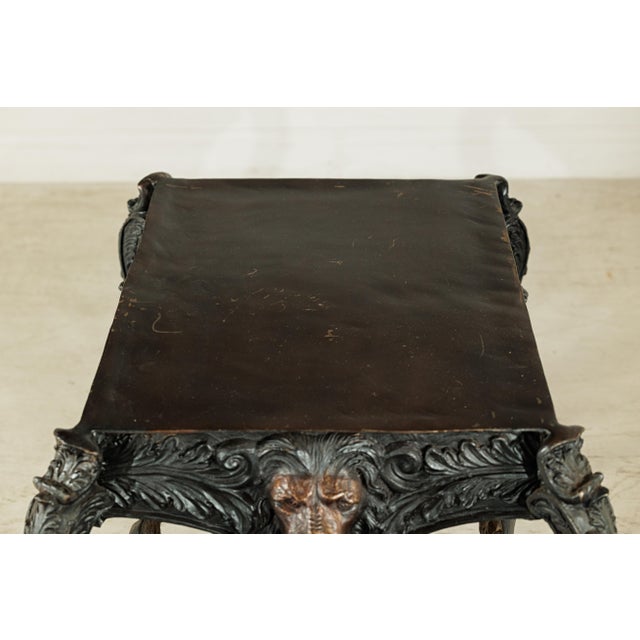 Late 20th Century Bronze Table with Sculpted Lion Heads, Paw Feet, and Ornate Foliage Detailing For Sale - Image 12 of 18