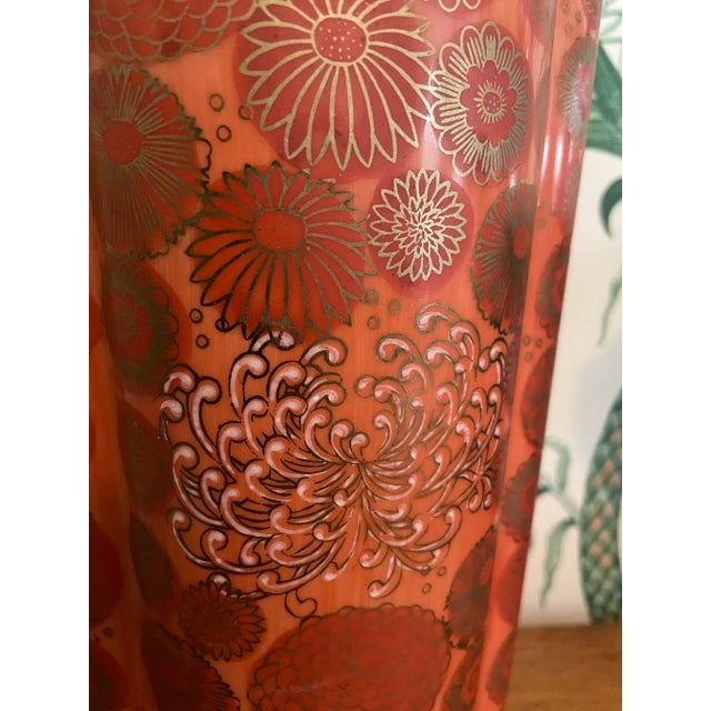 1960’s Salmon and Gold Chrysanthemum Chinoiserie Vase by Norleans For Sale - Image 4 of 8