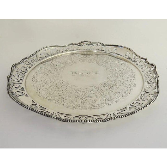 Historic Nautical Silver Plated Serving Tray from Steam Paddle Boat c 1860 "Western World" For Sale - Image 4 of 11