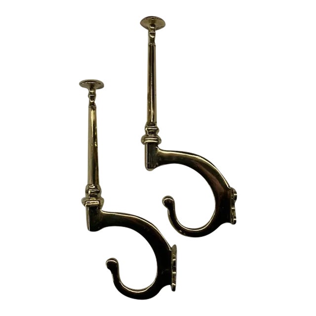 19th Century American Polished Brass Coat and Hat Hooks - a Pair For Sale