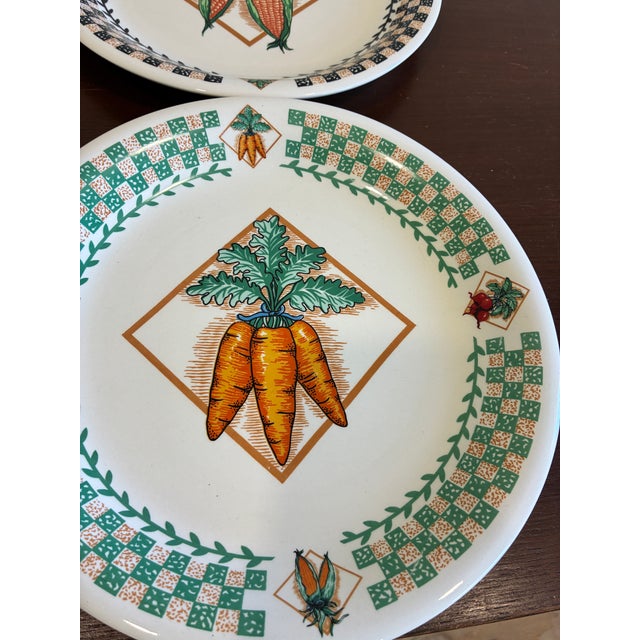 Mid-Century Modern Vintage Fresh Garden Vegetable Motif Dinner Plates - Set of 4 For Sale - Image 3 of 11