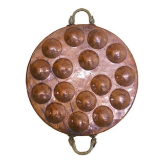 Oversized Vintage French Country Copper Egg Poacher Mold Wall Decor For Sale