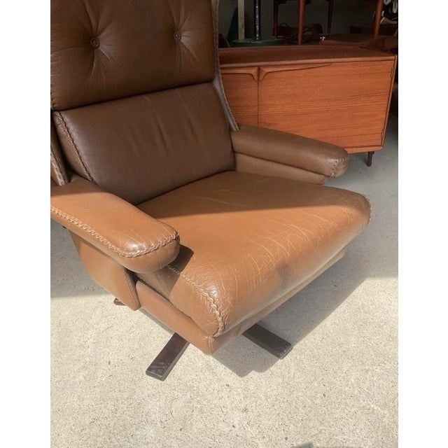 Mid-Century Modern Danish Bison Leather Armchair For Sale - Image 4 of 18