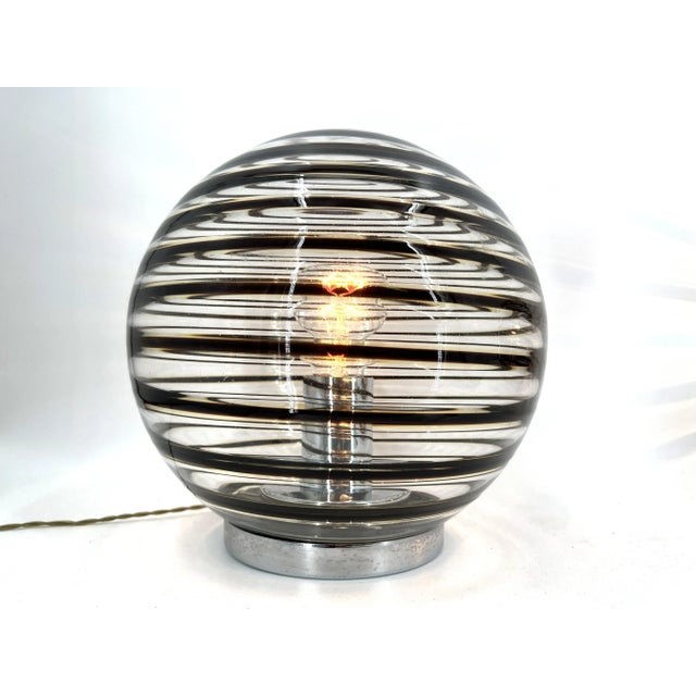 Murano Glass Swirl Table Lamps, 1970s, Set of 2, in Good conditions. Designed 1970 to 1979 European Plug (up to 250V).The...