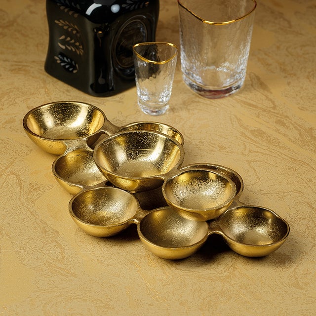 Kenneth Ludwig Chicago Small Cluster of 9 Serving Bowls- Dark Gold