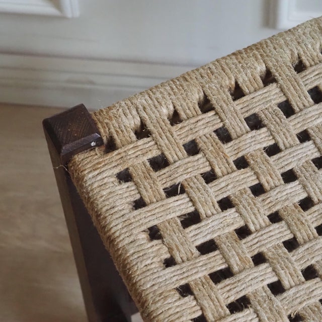 Bauhaus Bauhaus Hardwood Stool with Jute Weave, 1940s For Sale - Image 3 of 5