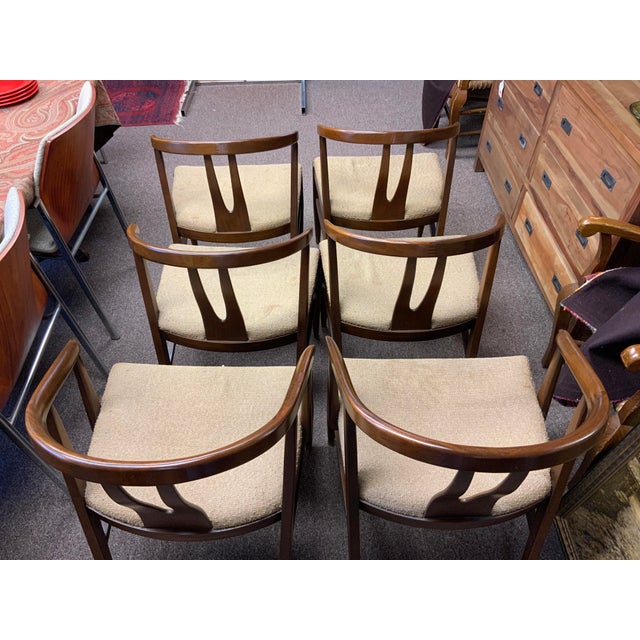 Mid-Century Modern Mid 20th Century Blowing Rock Furniture Set of Six Walnut Wishbone Style Dining Chairs For Sale - Image 3 of 15