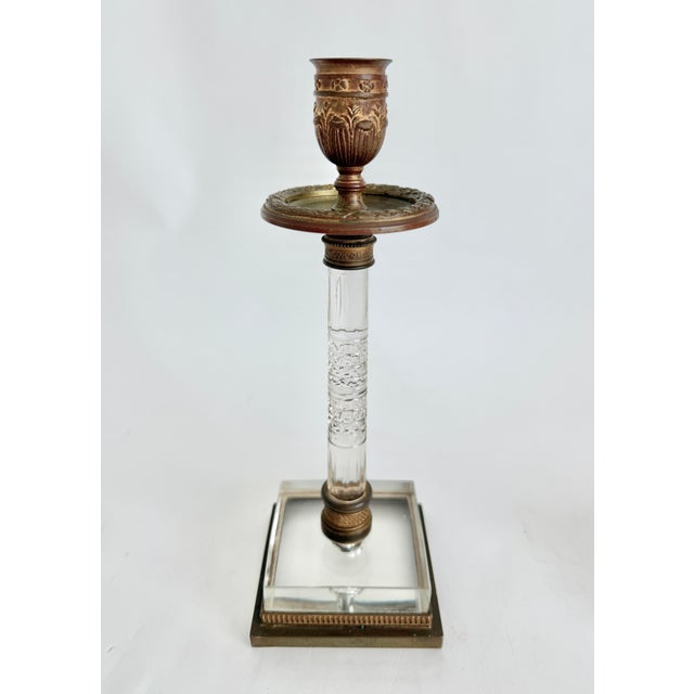 19th C French Restoration Gilt Bronze & Cut Crystal Candlesticks - A Pair For Sale In Los Angeles - Image 6 of 13