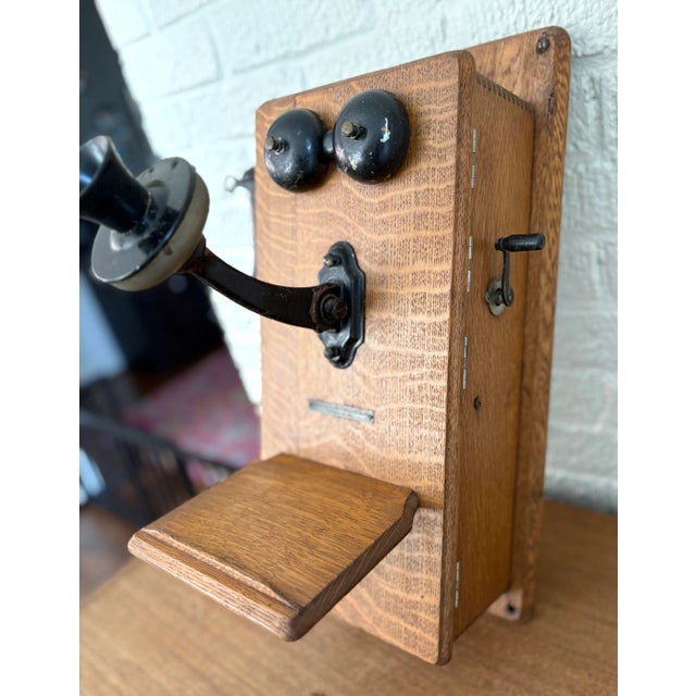 Antique Wall Phone With Crank & Chime For Sale - Image 10 of 15