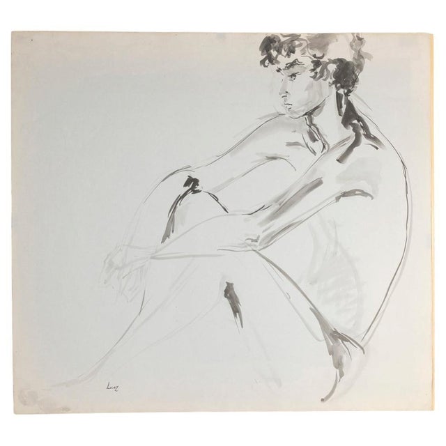 Evelyne Luez, Young Nude Man, Drawing on Paper For Sale - Image 8 of 8
