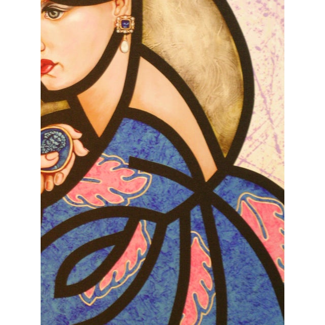 Contemporary Contemporary Archival Portrait Print of a Courtisan on Canvas For Sale - Image 3 of 11