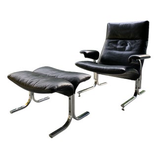 Leather DS 2030 Armchairs with Ottoman by Hans Eichenberger for de sede, 1990s, Set of 2 For Sale