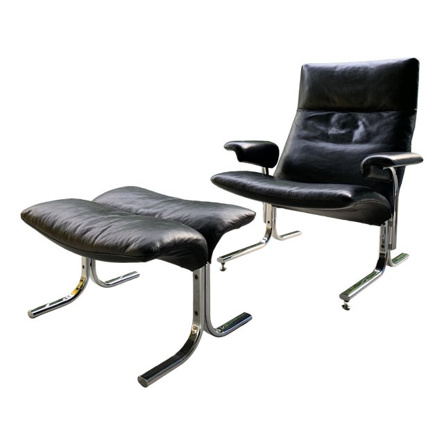 Leather DS 2030 Armchairs with Ottoman by Hans Eichenberger for de sede, 1990s, Set of 2 For Sale