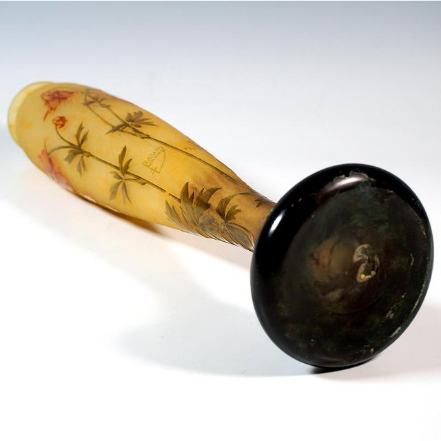 Large Art Nouveau Cameo Single Vase Ancolie by Daum Nancy, France, 1890s For Sale - Image 6 of 7