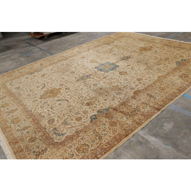Traditional Antique Tabriz Rug in Beige-Brown With Floral Patterns | Rug & Kilim For Sale - Image 3 of 9