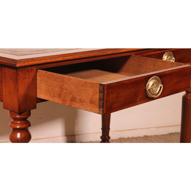 Mahogany Flat Desk with Drawers and Inlays, 19th-Century For Sale - Image 6 of 14