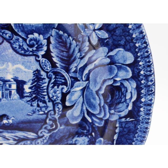 Circa 1822-1841 English Flow Blue Stone China Plate by Swan Bank Pottery For Sale - Image 4 of 7