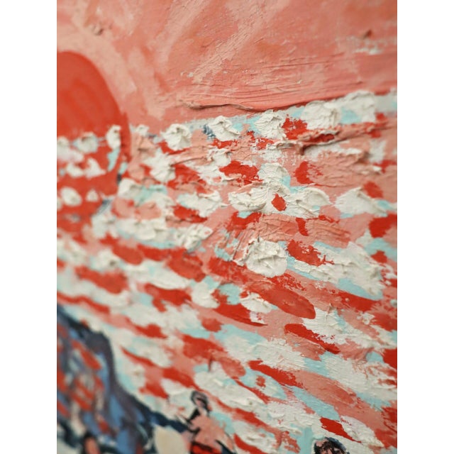 Mid-Century Modern 'Coral Sunset' Original Coastal Landscape Oil Painting by Swedish Artist Uno Vallman (1913-2004), Framed For Sale - Image 11 of 13