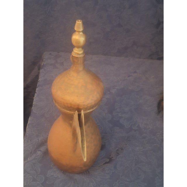 Traditional Antique Copper and Brass Dallah Coffee Pot With Maker Stamp - 14" For Sale - Image 3 of 8