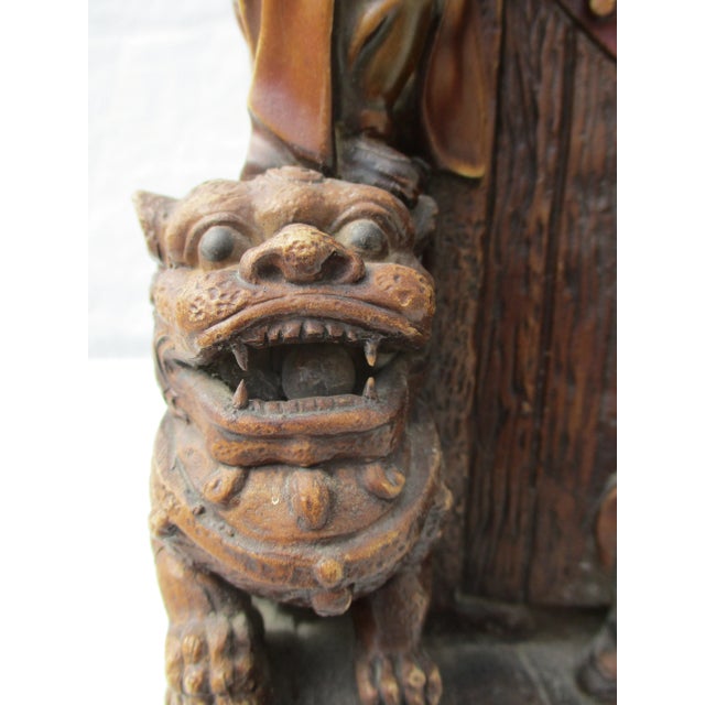 Ceramic Vintage Ceramic Chinese Boys Wall Pocket For Sale - Image 7 of 13