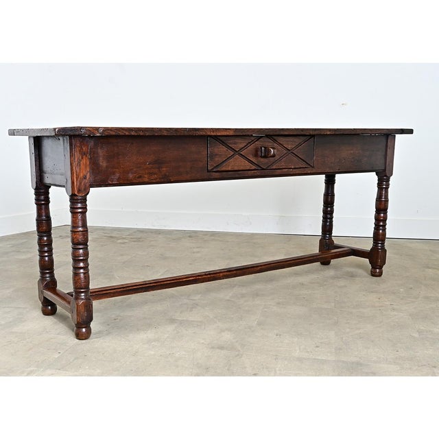 French 19th Century Oak Server with Turned Legs For Sale - Image 4 of 18