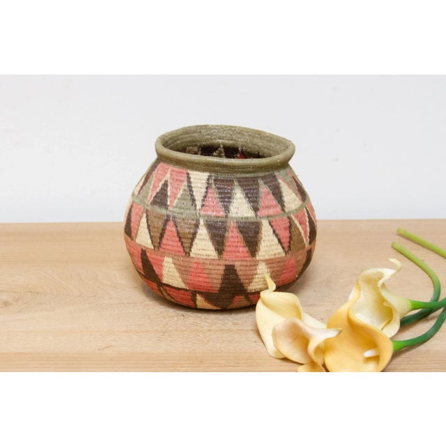 Textile Colorful Finely Woven Tribal Embera Basket For Sale - Image 7 of 7