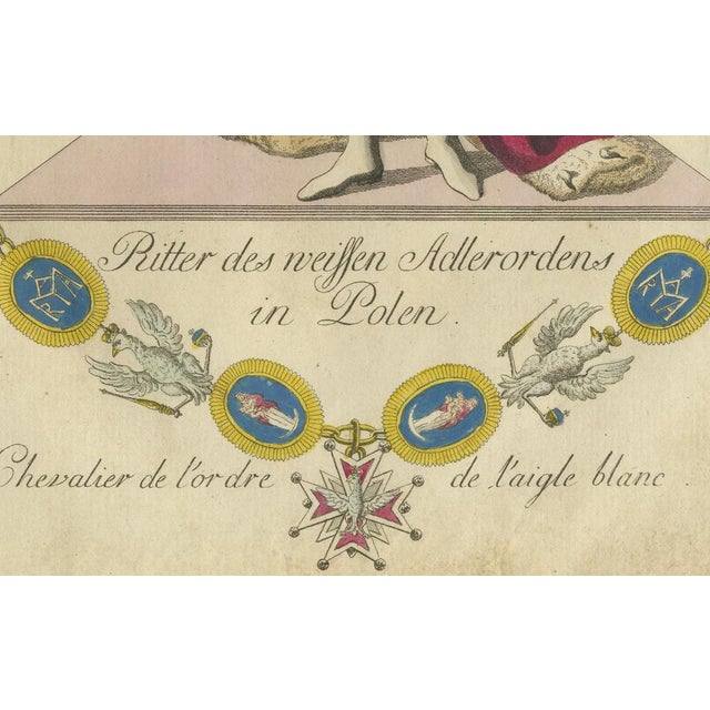 Knight of the White Eagle Order in Poland: Regal 18th-Century Hand-Colored Engraving This exquisite hand-colored engraving...