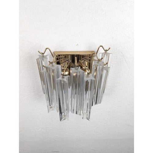 Brass and Murano Glass Wall Lamp by Venini by Novaresi For Sale - Image 4 of 6