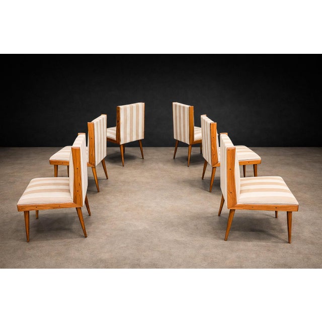 Mid-Century Modern Brazilian Modern Set of Eight Dining Chairs in Caviúna Wood & Fabric, Giuseppe Scapinelli, Brazil, 1950s For Sale - Image 3 of 18