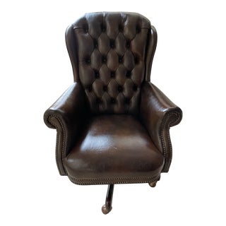 Hancock & Moore Swivel Leather Chair For Sale