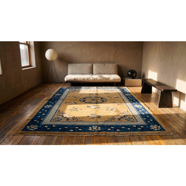 Apricot Early 20th Century Chinese Peking Carpet For Sale - Image 8 of 9