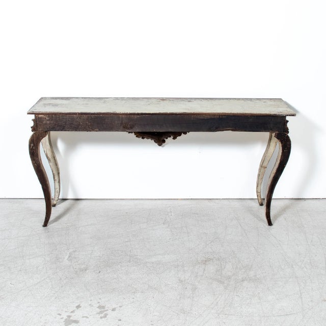 Custom Made French Louis XV Style Painted Rococo Wall Console With 18th-Century Giltwood Pelmet For Sale - Image 16 of 16