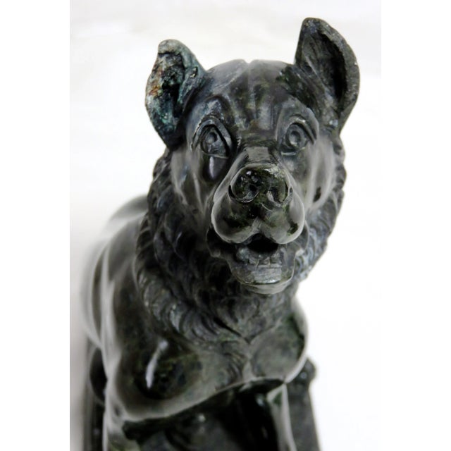 Antique Hand Carved Hard Stone - Marble Figuraive Dog Bookends - a Pair For Sale - Image 9 of 13