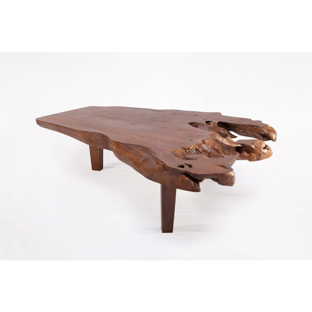 Brown Teak Living Edge Coffee Table 44 For Sale In Greensboro - Image 6 of 6