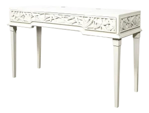 Mid-Century Vanity/Writing Desk W/ Carved Bamboo Motif Signed James Mont
