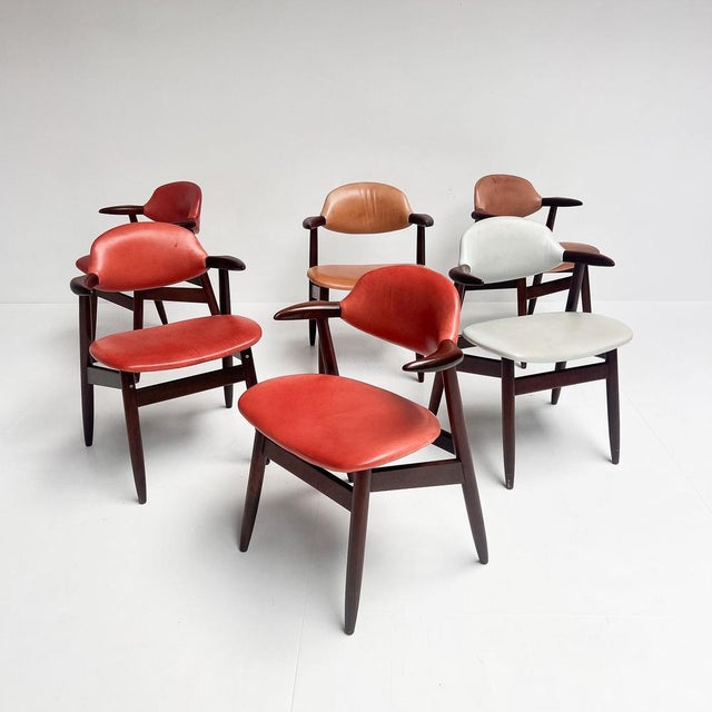 Red Colored Leather Cowhorn Chair, 1970s For Sale - Image 14 of 16