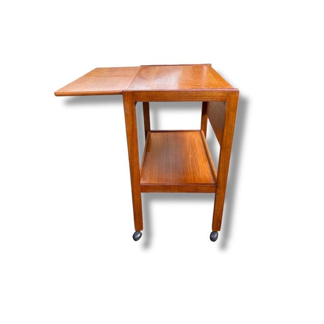 Vintage Teak Drop-Leaf Drinks Trolley on Castors For Sale - Image 4 of 12